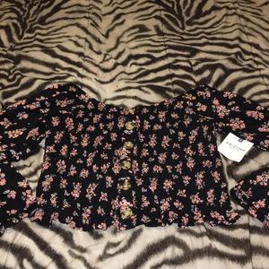 Long sleeve off the shoulder crop top